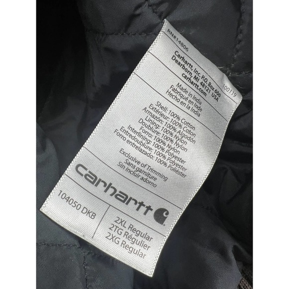 Carhartt Brown Canvas Jacket Coat Washed Duck Insulated Lined Men's Size XXL - Picture 5 of 11